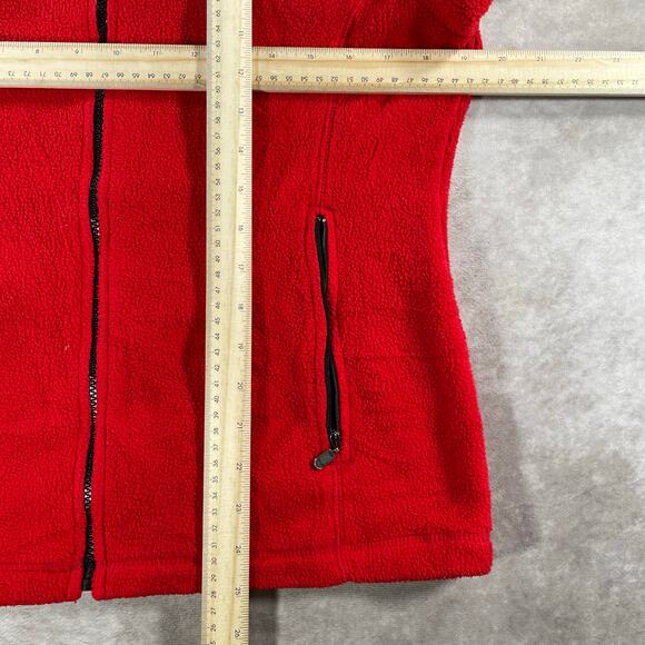 Vintage Women’s 90’s Eddie Bauer Embroidered Logo Soft Red Full Zip Sweater - Picture 3 of 4